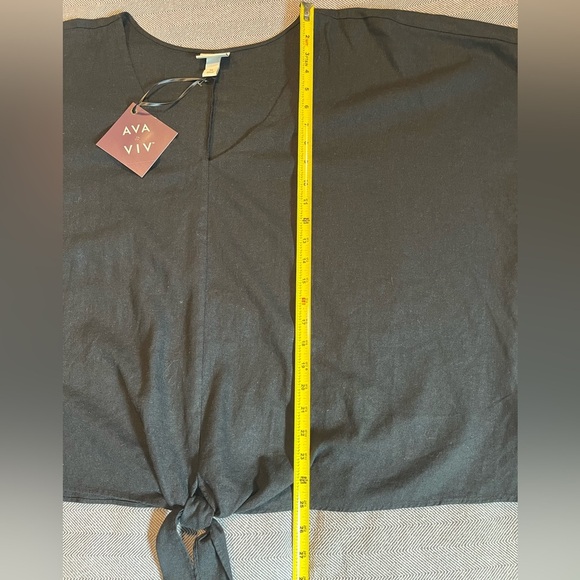NWT Ava & Viv Women’s V-Neck Linen Blend Tie Front Top - Picture 12 of 13